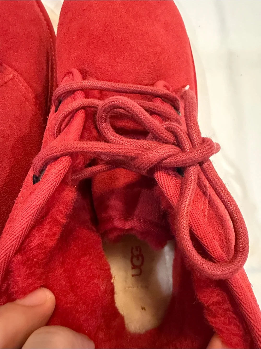UGG Red Suede Lace-Up Ankle Boot